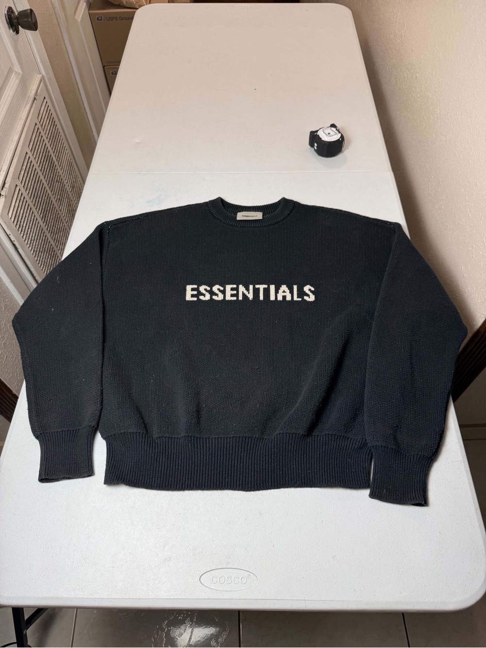 Fear Of God Essentials Black Knit Crewneck Size S